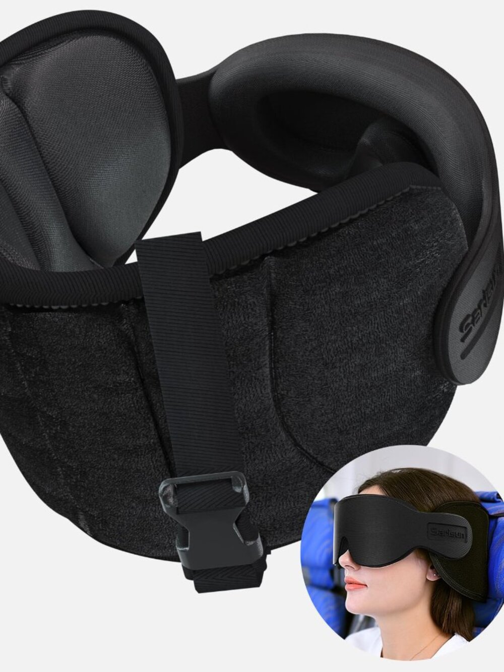 SARISUN Travel Pillows for Airplanes, 360° Stable Support Airplane Pillow